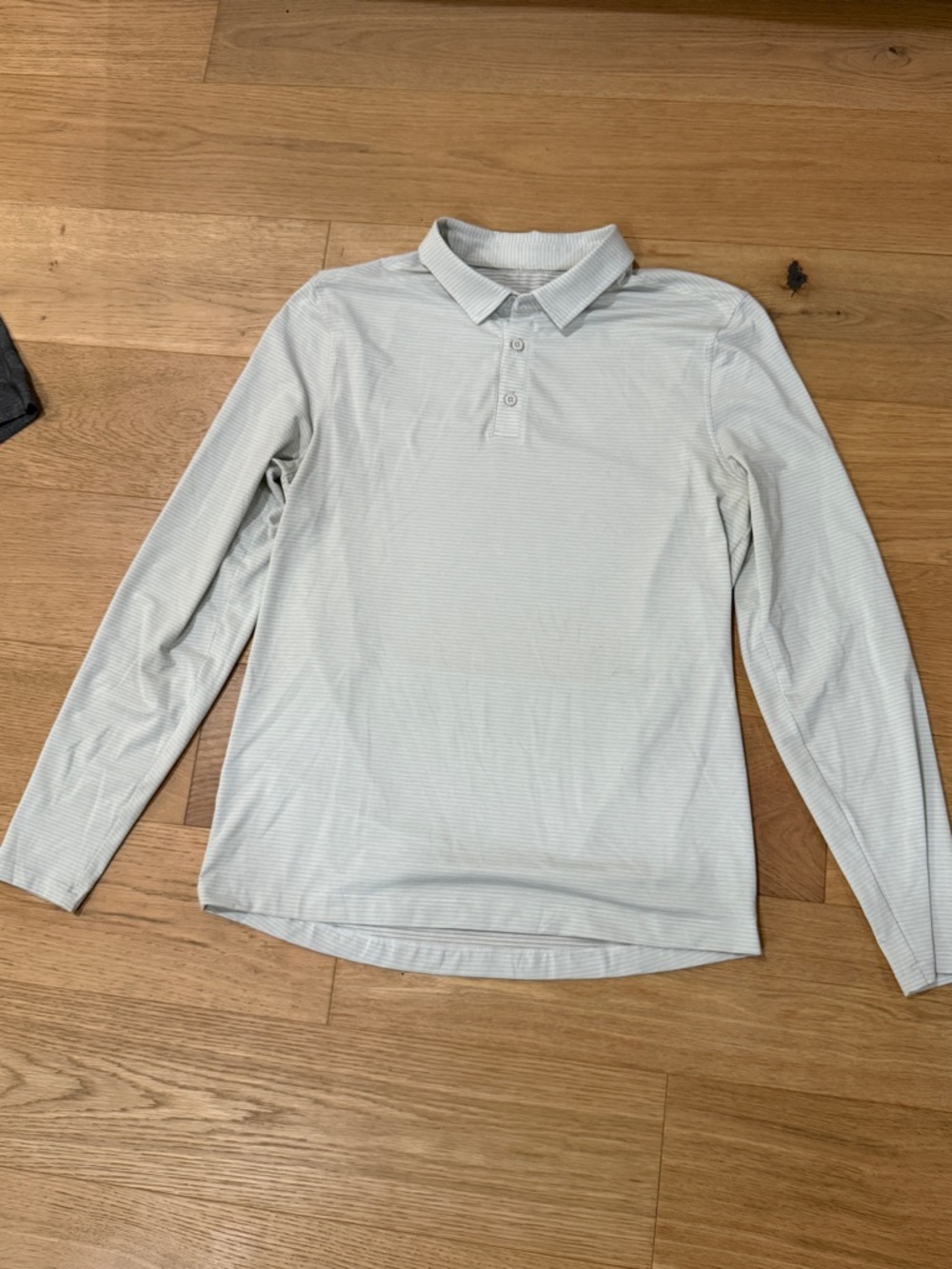 Men's Long Sleeve Striped Polo Shirt - Light Gray